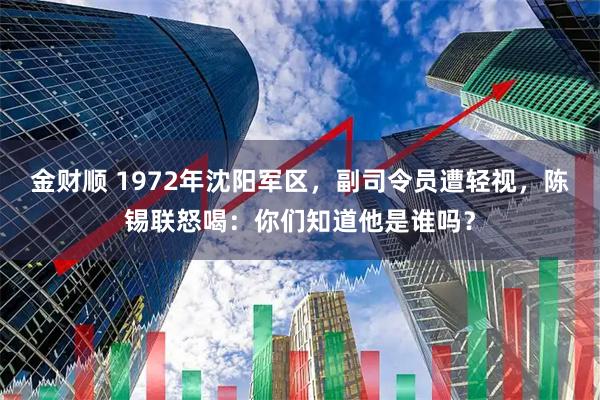 金财顺 1972年沈阳军区，副司令员遭轻视，陈锡联怒喝：你们知道他是谁吗？