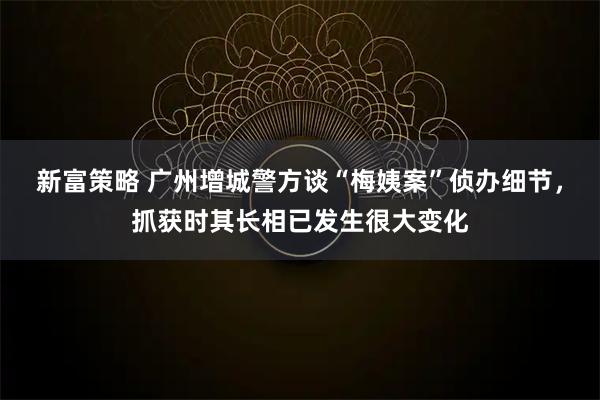 新富策略 广州增城警方谈“梅姨案”侦办细节，抓获时其长相已发生很大变化