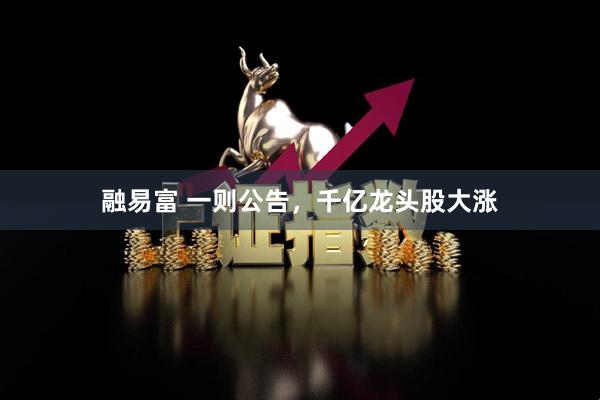 融易富 一则公告,千亿龙头股大涨